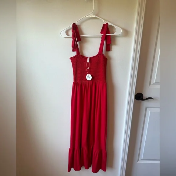 PinkBlush Red Midi/Maxi Dress with Tie Straps - Maternity, Postpartum - Picture 2 of 4